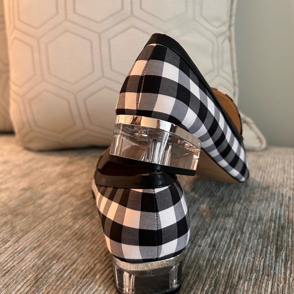Nine West Black and White Fabric Checkered Loafers - Picture 4 of 11